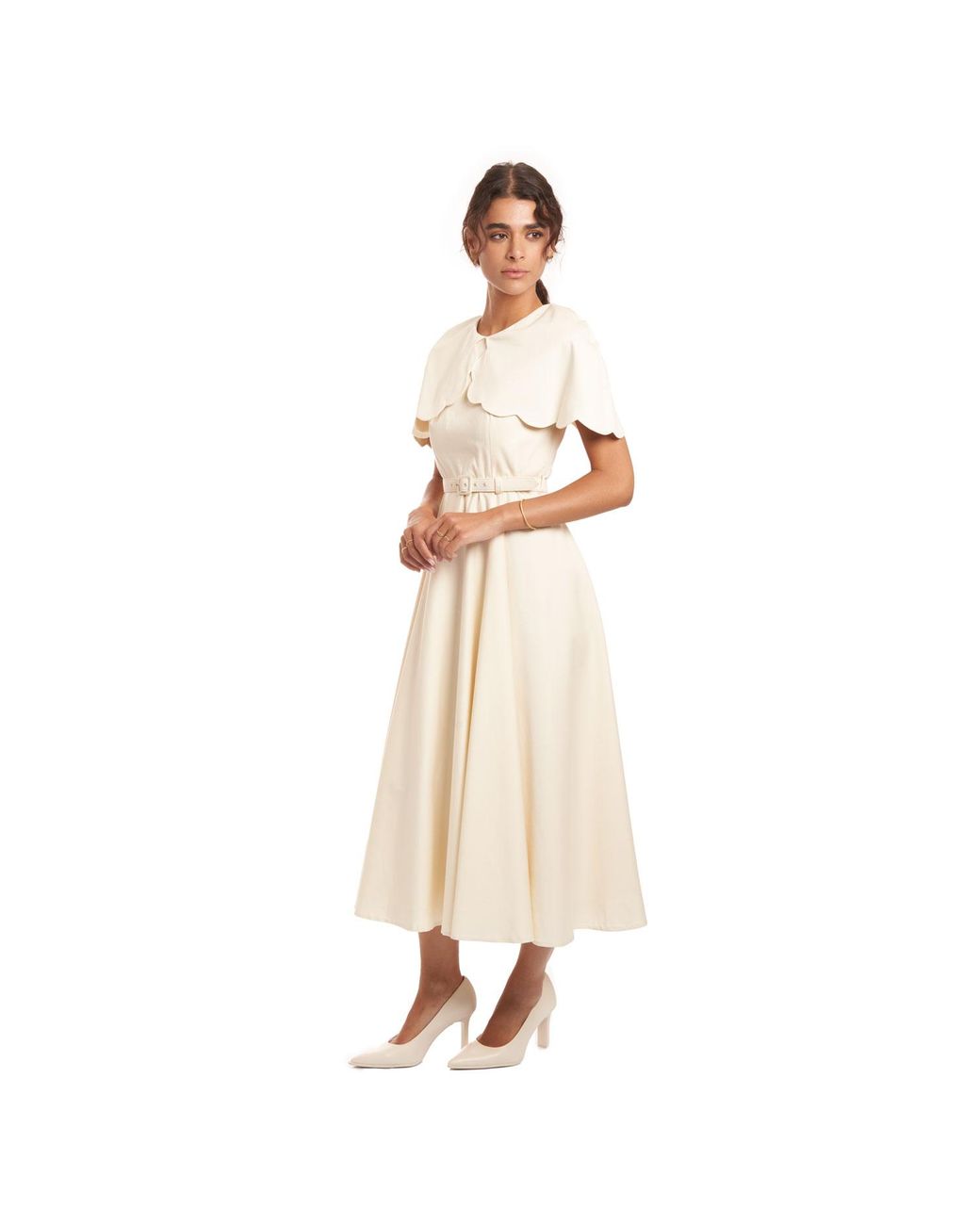 Sofia Tsereteli White Satin Capelet Gown