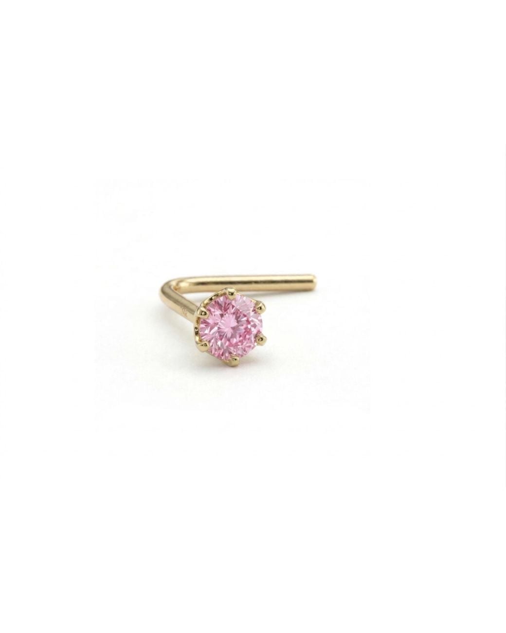 Zahav Jewelry Black 14K Solid 24G 2Mm Cz L Shape Nose Stud