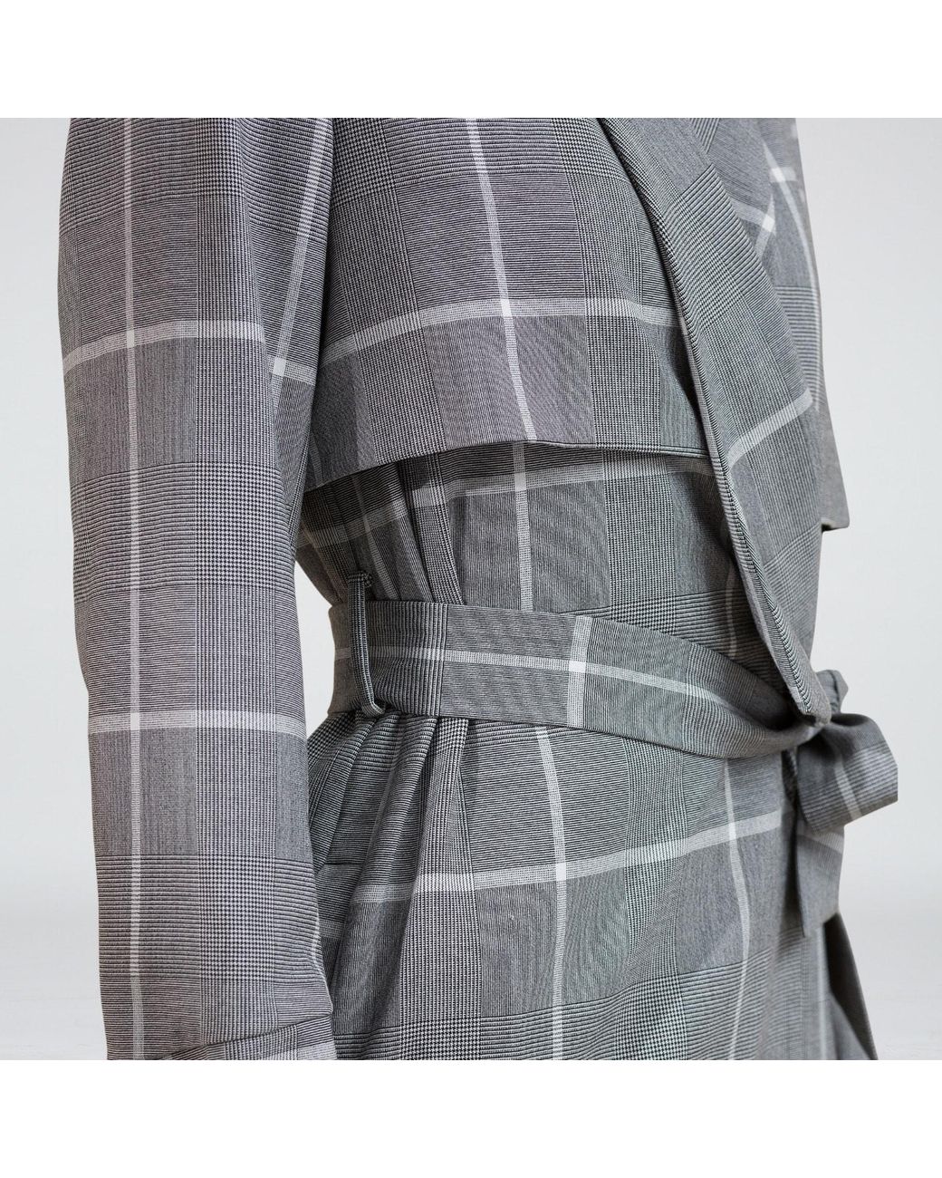 Smart and Joy Gray Long Tartan Coat