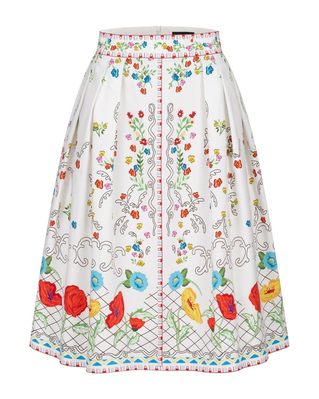 Marianna Déri Red Midi Skirt With Floral Print