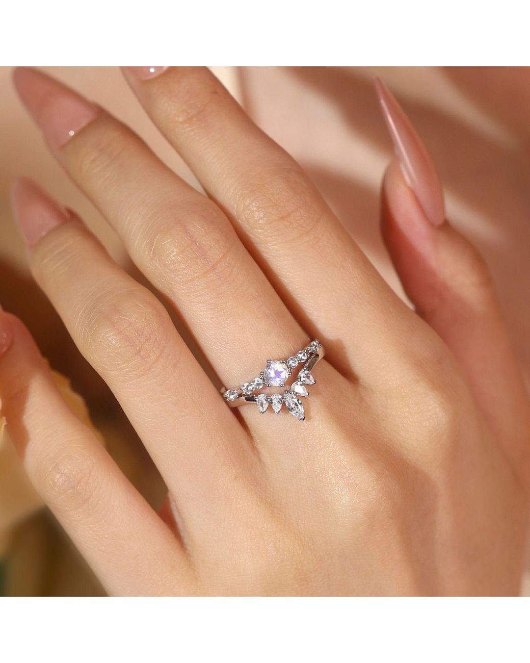 Azura Jewelry New York White The Center Of The Universe Moonstone Ring Vermeil