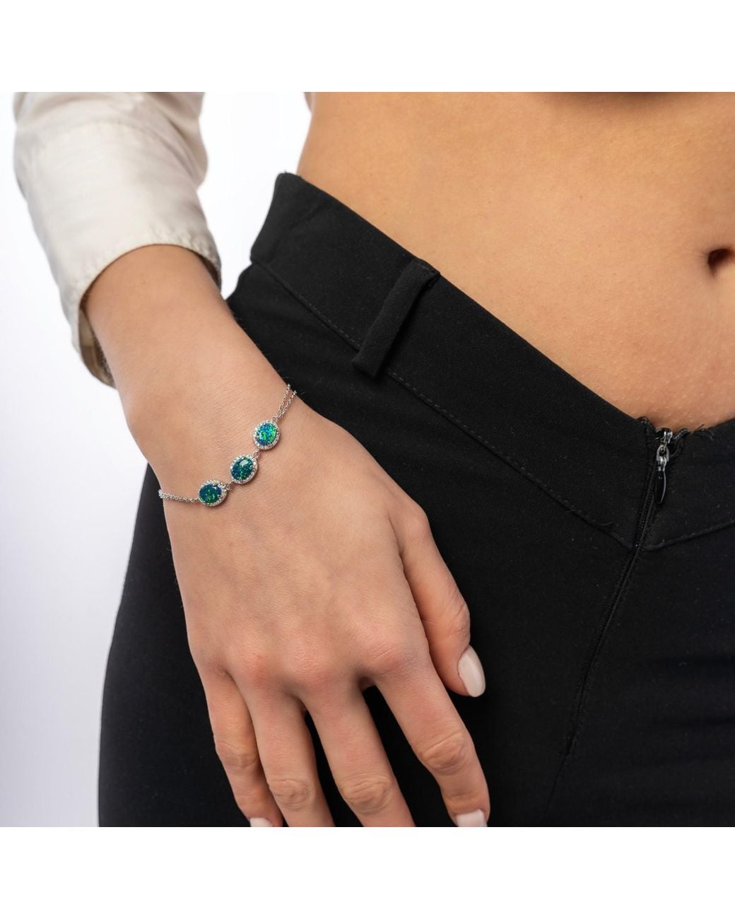 Spero London Blue Sterling Opal Halo Bracelet
