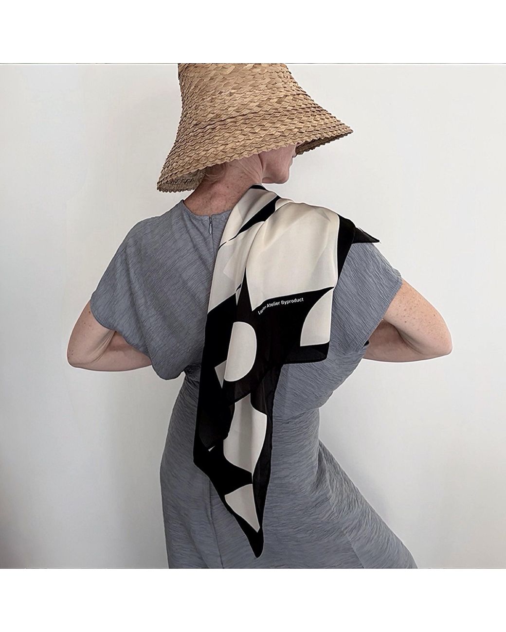 London Atelier Byproduct Black Geometric Print Square Silk Scarf