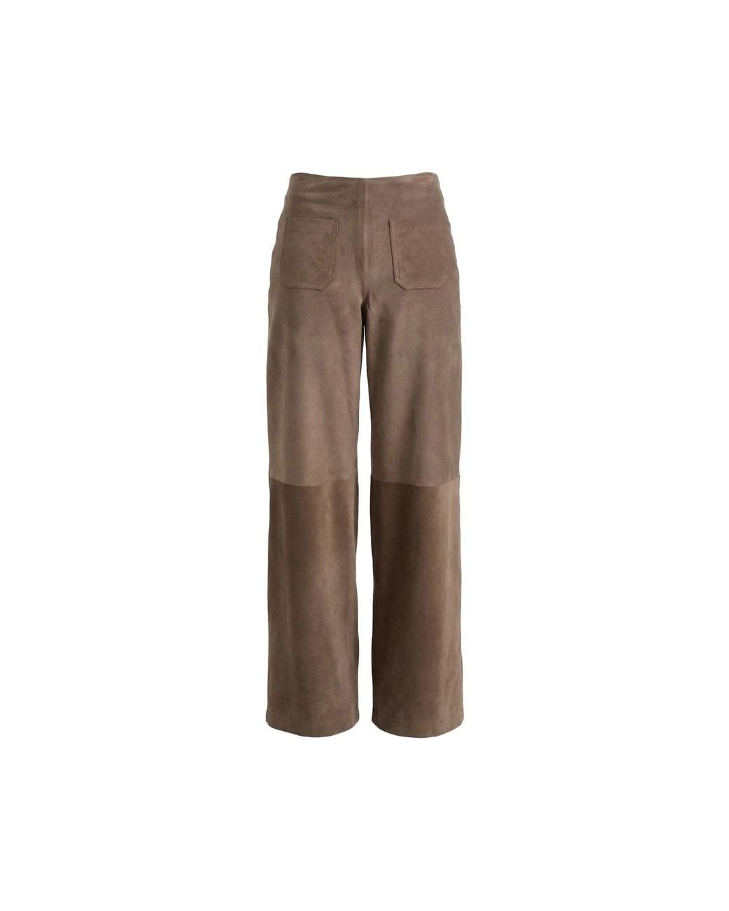 Anna Gatto Brown Wide Leg Taupe Leather Trousers