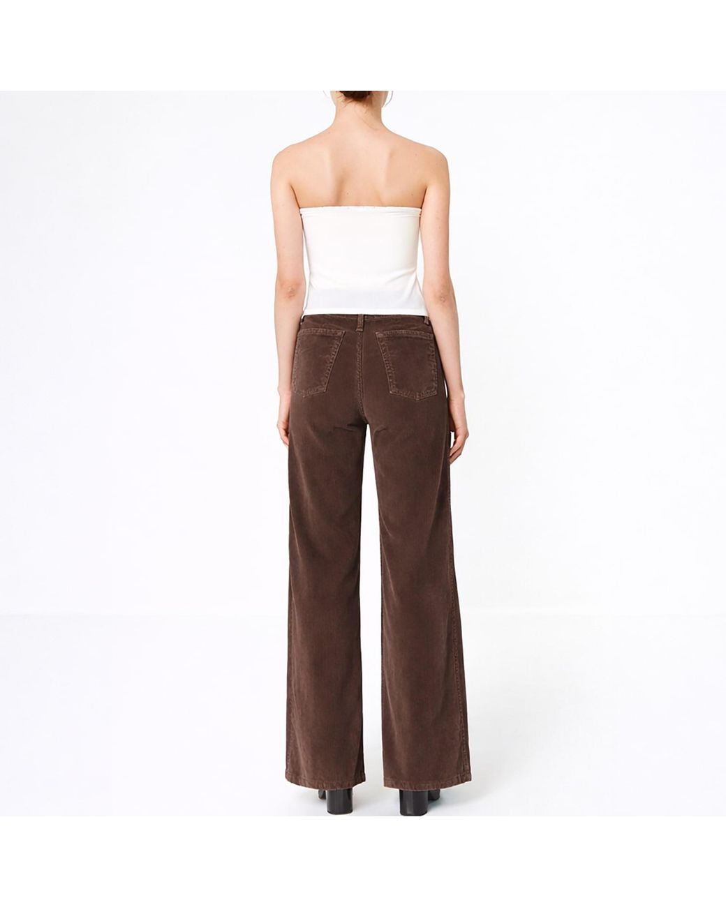 NOEND Brown Dina High Waisted Wide Corduroy