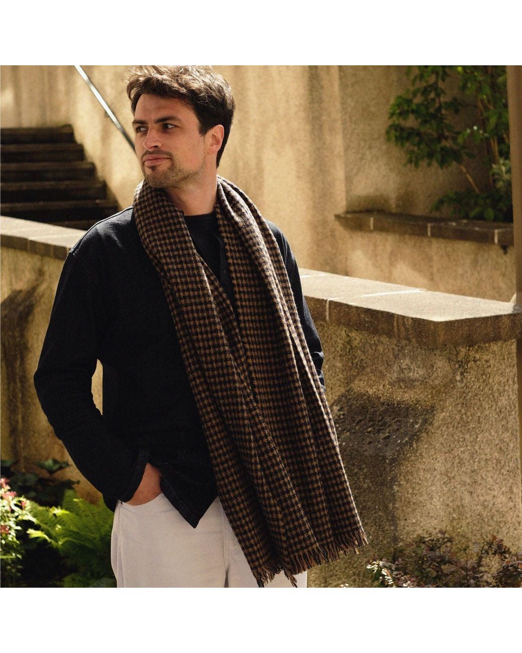 Kinalba Brown Talisker Saltire Scarf for men