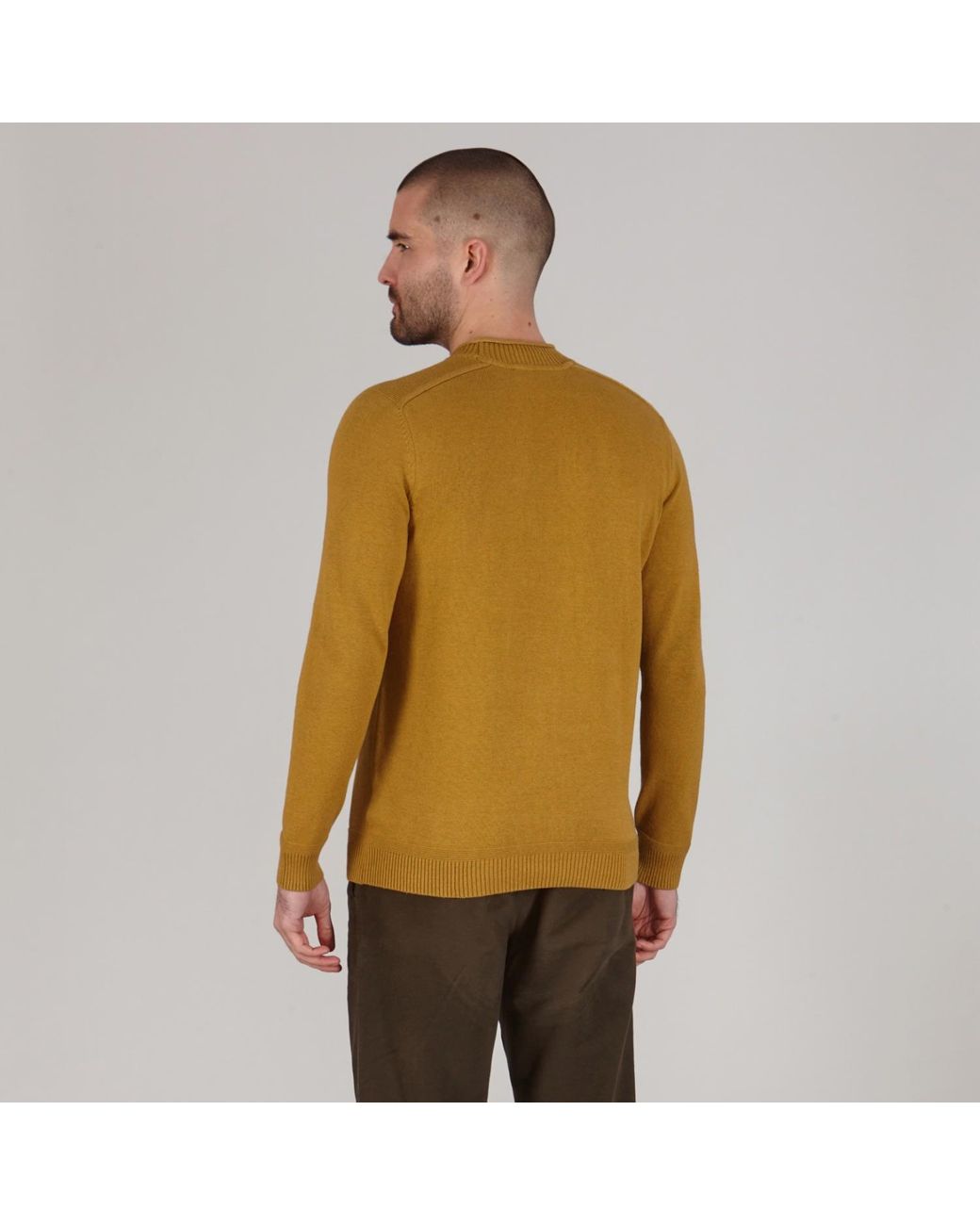 Paul James Knitwear Green Lightweight Cotton Linen Slaithes Saddle Shoulder Jumper for men