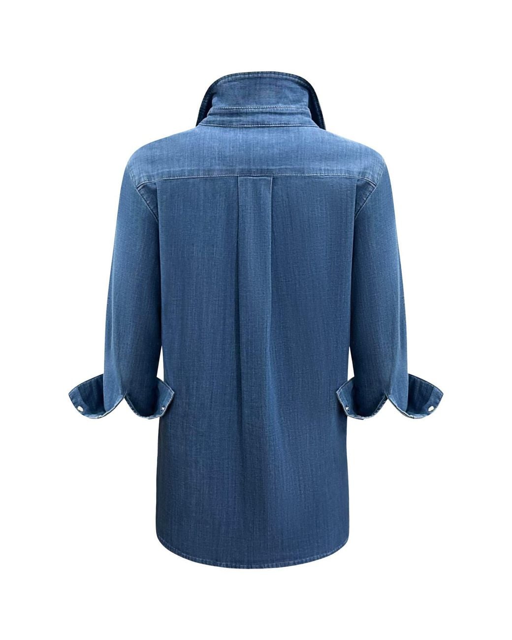 Perlavera Blue Ginger Mid Washing Denim Three Quarter Sleeve Length Missy Fit Shirt