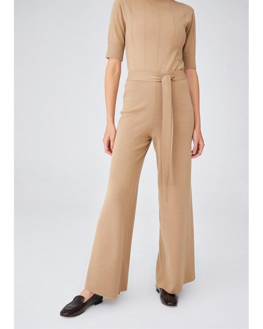 Peraluna Brown Bell Bottom Knit Trousers