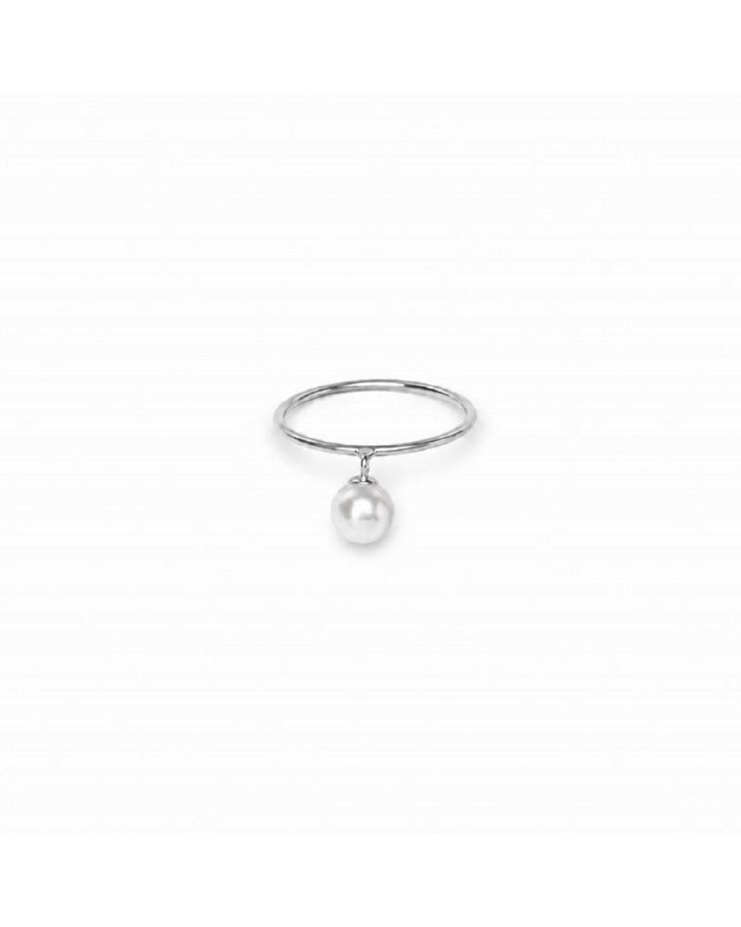 Silver Moon White Pearl Light Sterling Ring