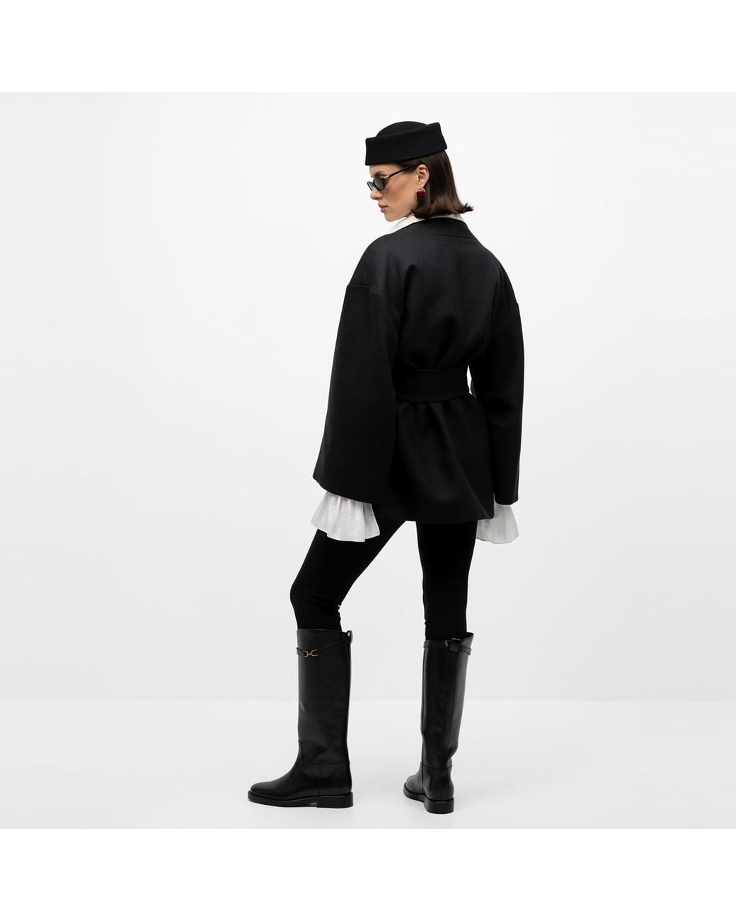Mandragora Black Oversized Wool Kimono With Belt Arke