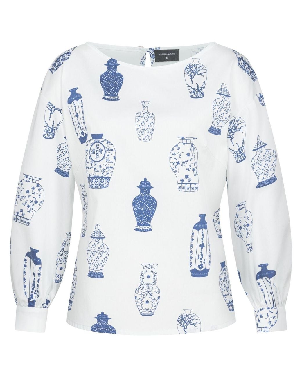 Marianna Déri Blue Blouse With Vase Print