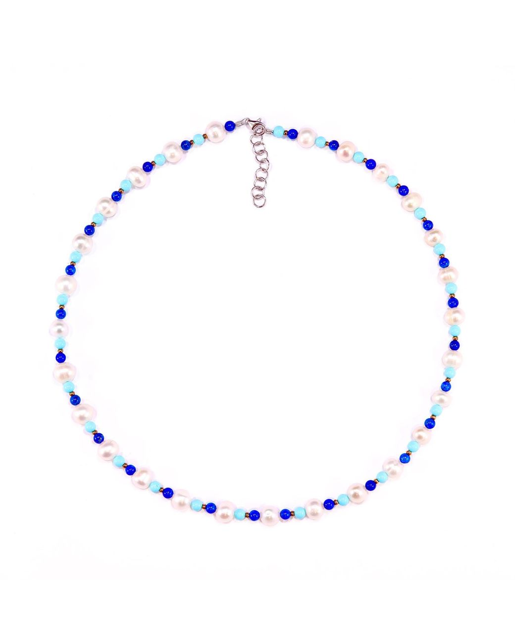 Mineralgems•Studio Blue Pearl Necklace With And Lapis Lazuli Beads for men
