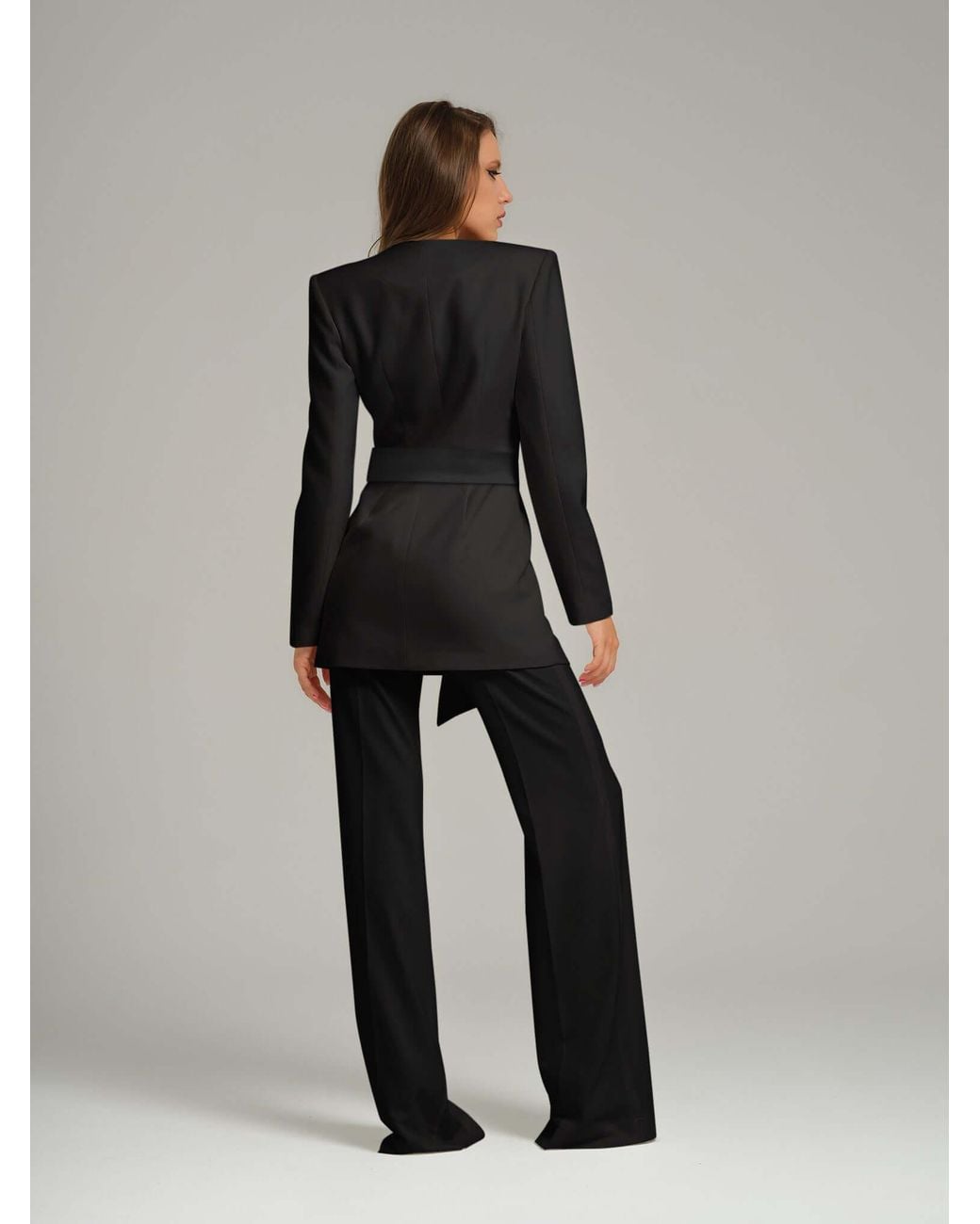 Tia Dorraine Black Pearl Blazer With Detachable Bow Belt