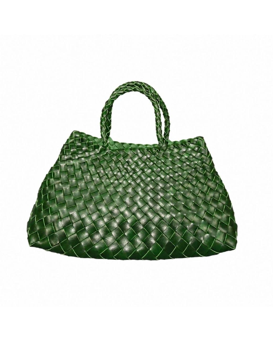 Rimini Green Woven Vegan Leather Tote 'Elisabetta'
