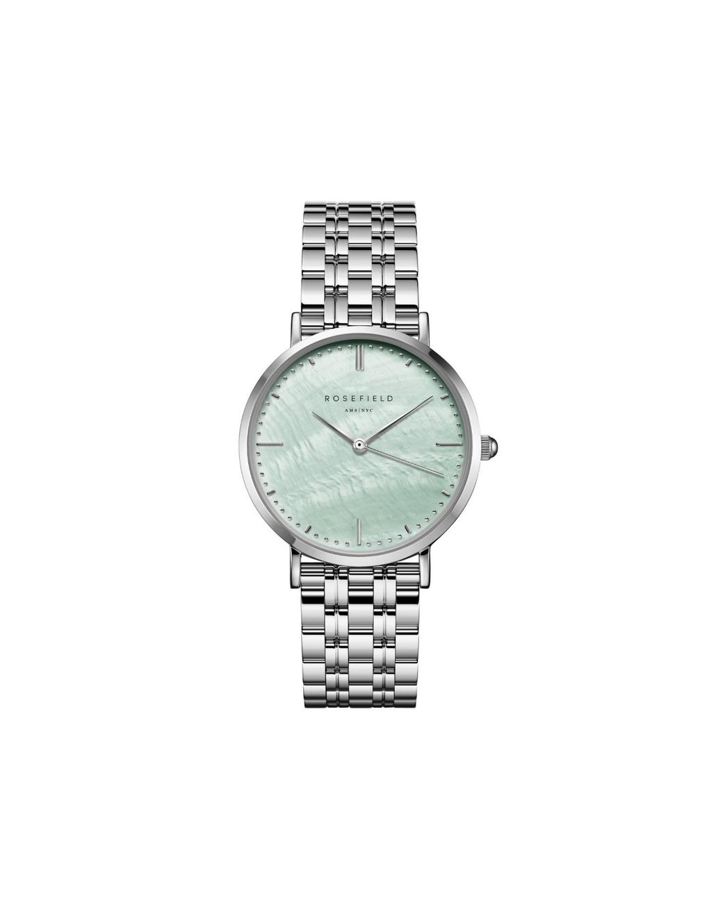 ROSEFIELD Metallic Upper East Side Mint Green Watch In Silver