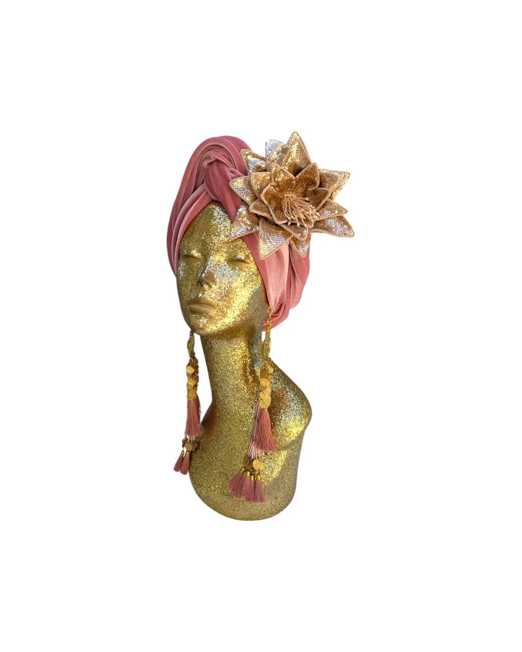 Julia Clancey Red Cha Cha Cha Boom Dusky Dream Velour Turban
