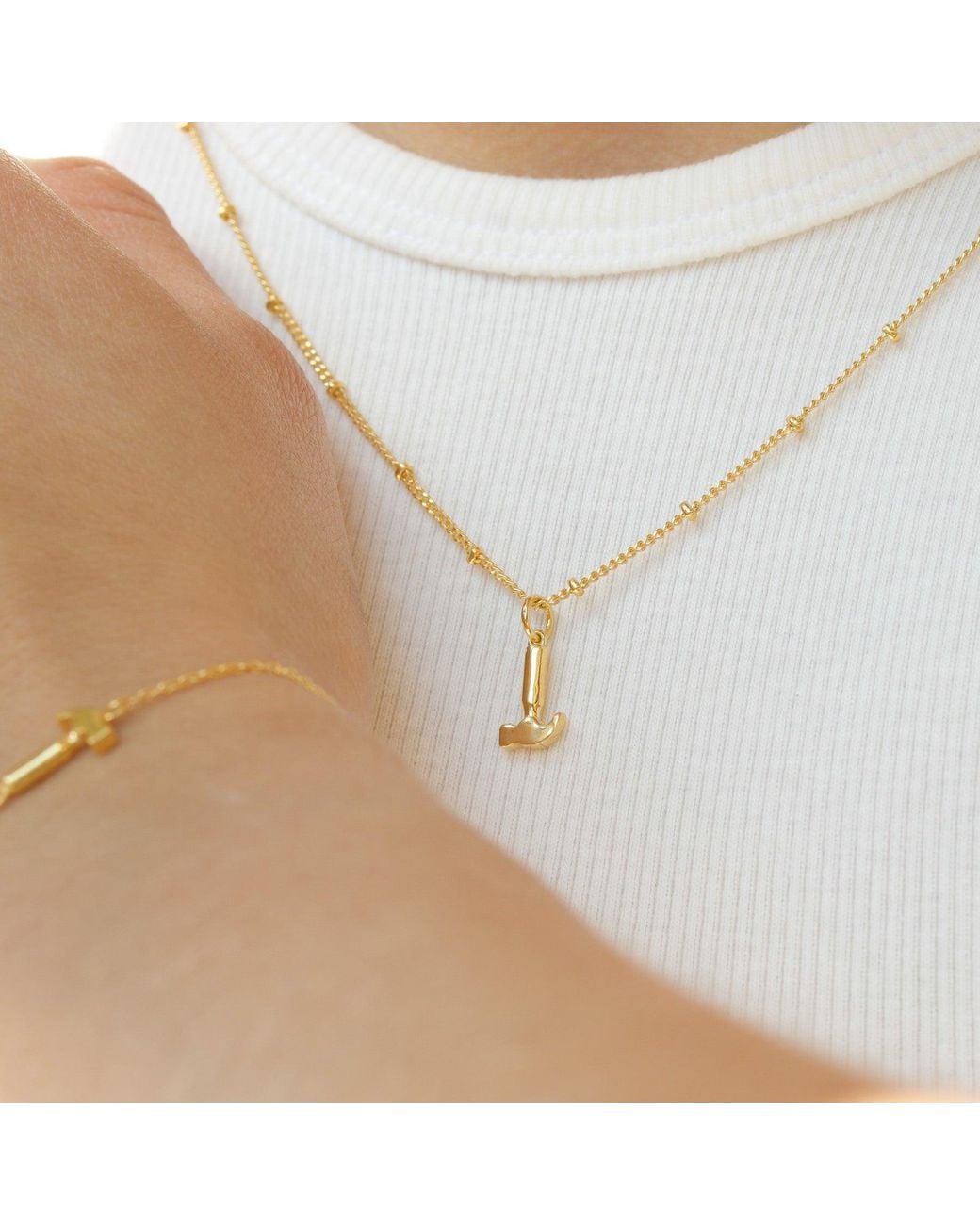 With Love Darling Metallic Hammer Necklace
