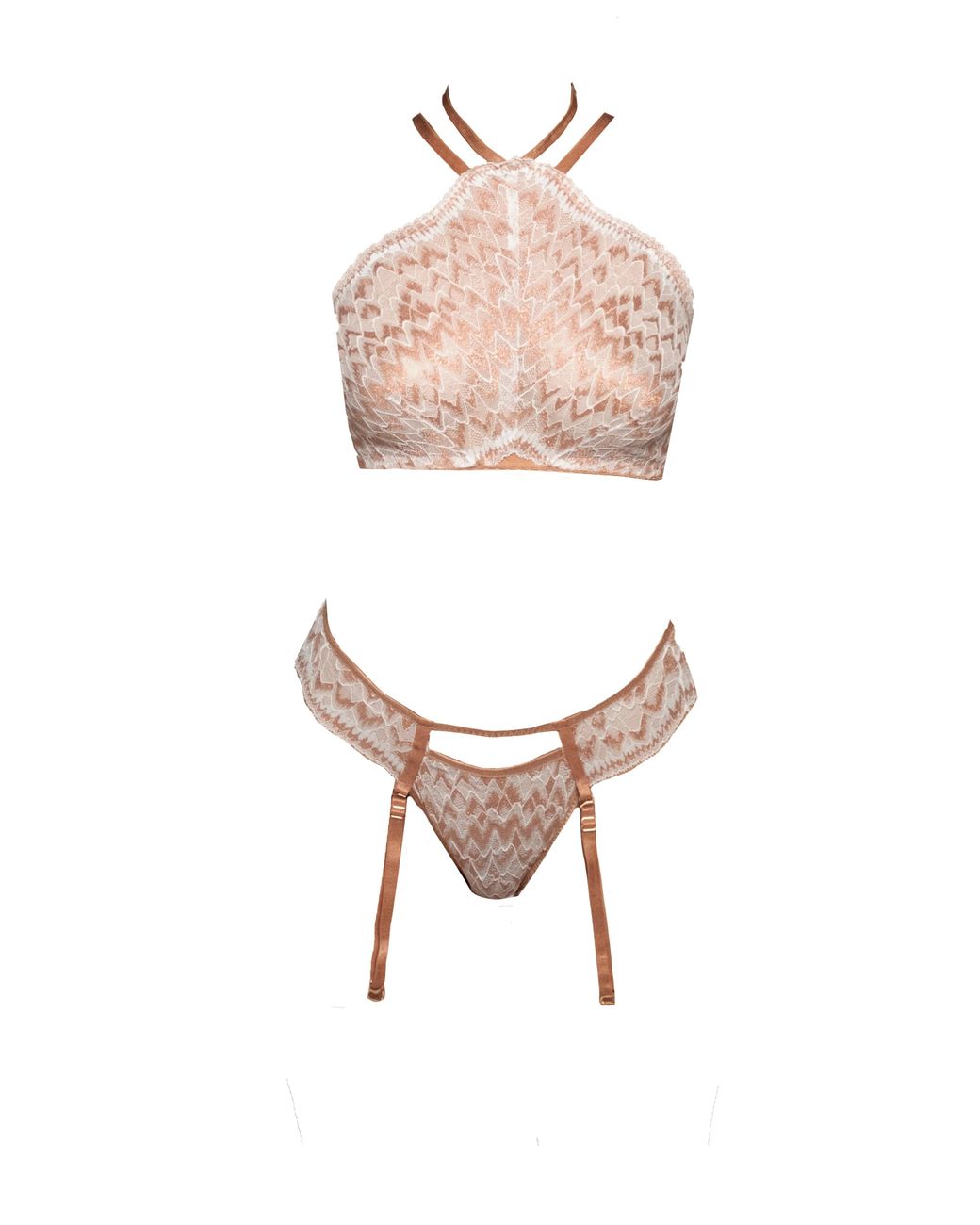 Carol Coelho Pink Cardin Copper Metallic Halter Bralette