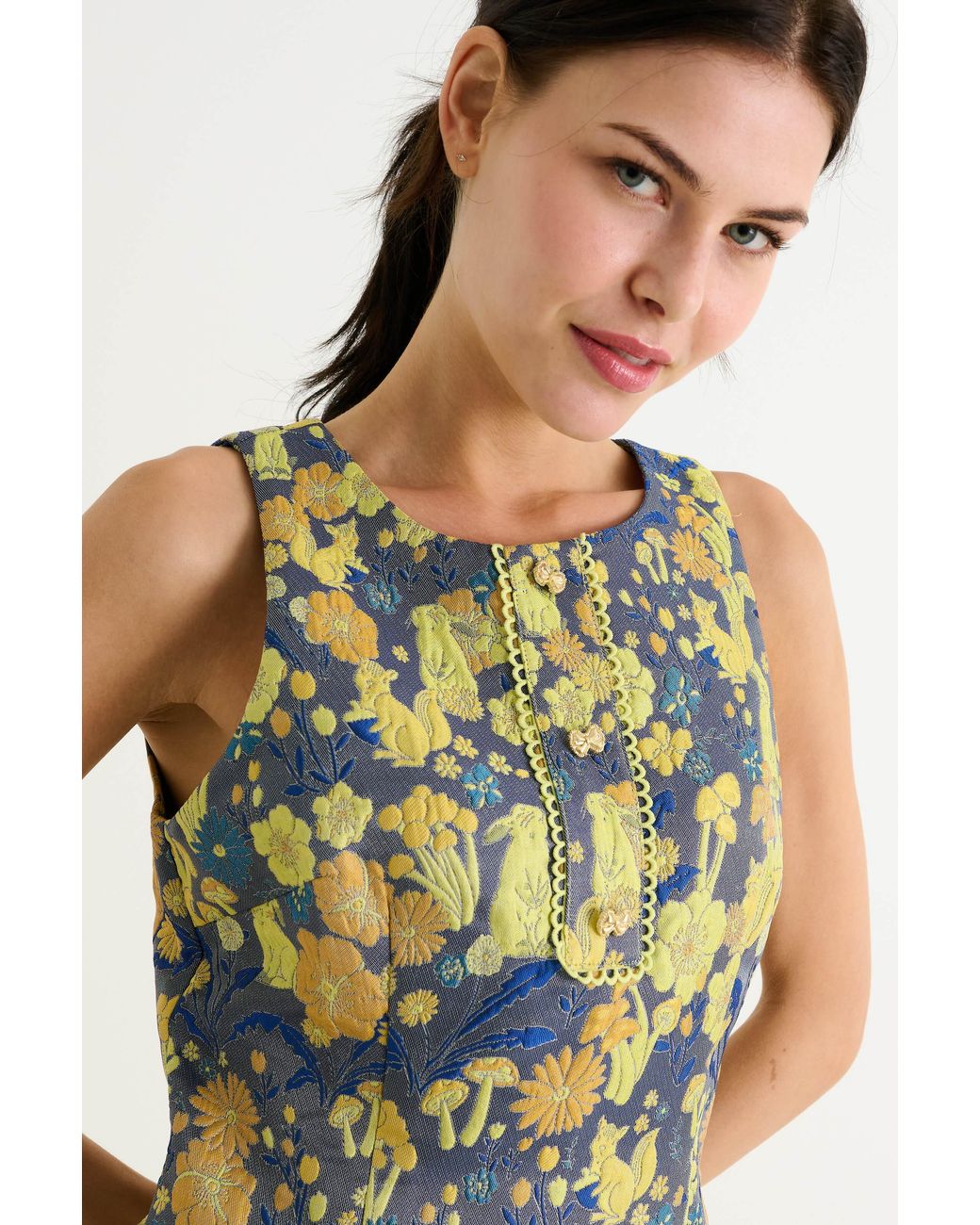 Louche Green Marcia Fairytale Jacquard A-Line Mini Dress