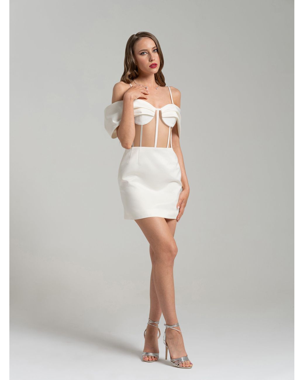 Tia Dorraine White Belle Of The Ball Satin Mini Dress