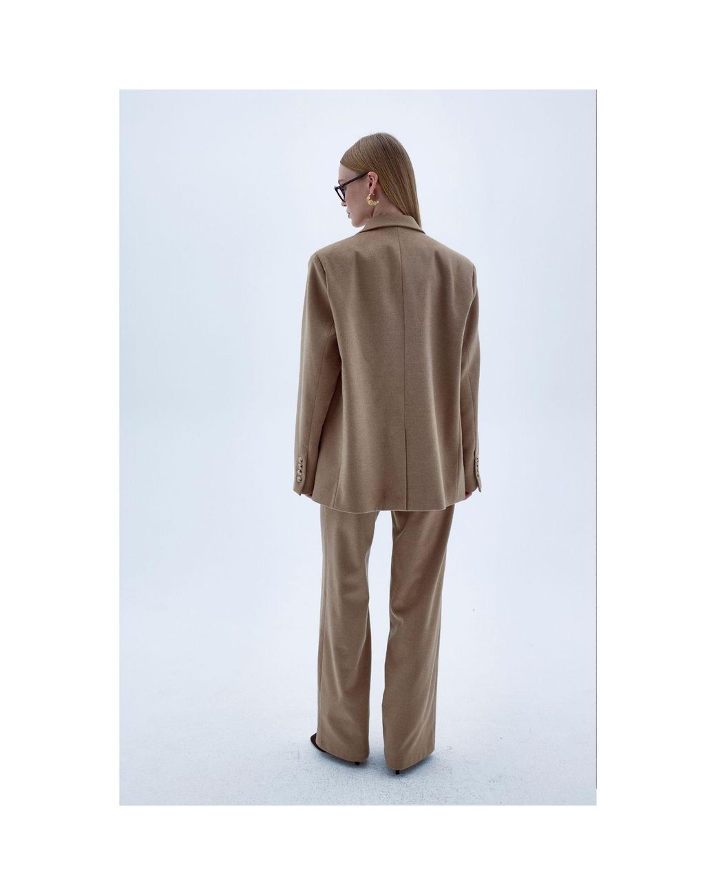 NAZLI CEREN Brown Boxy Wool Blazer