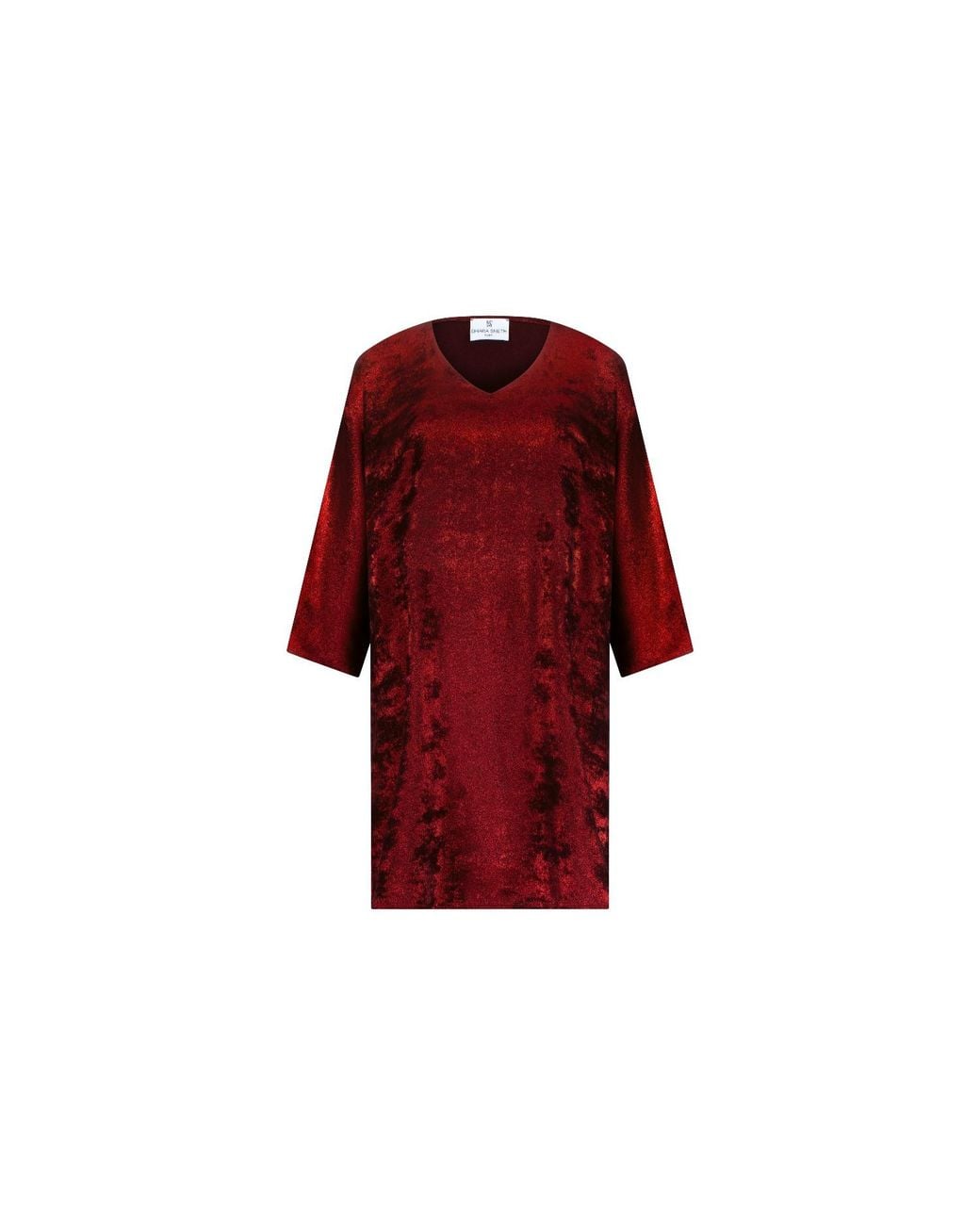 DHARA SHETH DUBAI Red Shadow Of Sequin Shimmer Short Kaftan Party Dress