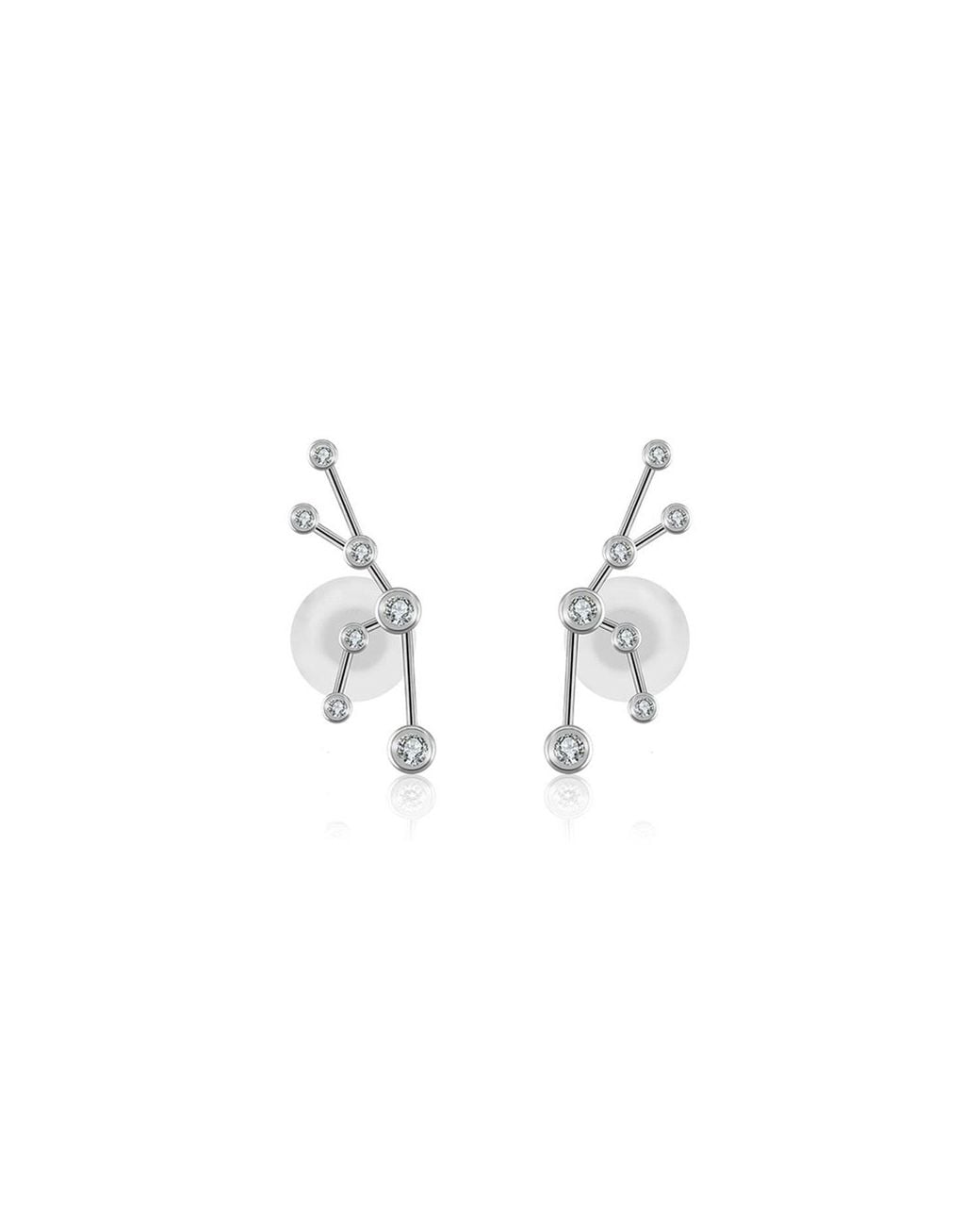 Genevieve Collection Metallic Taurus Zodiac Constellation Earring 18K & Diamond
