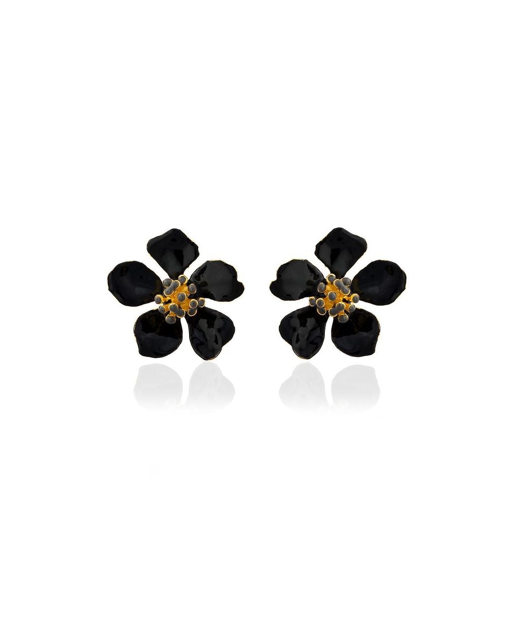 Milou Jewelry Black Cherry Blossom Flower Earrings