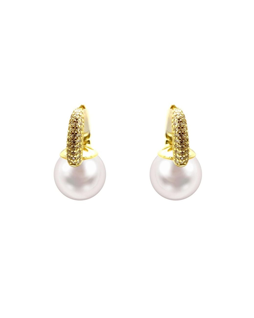 VicStoneNYC Fine Jewelry Metallic Pearl Hoop Earrings