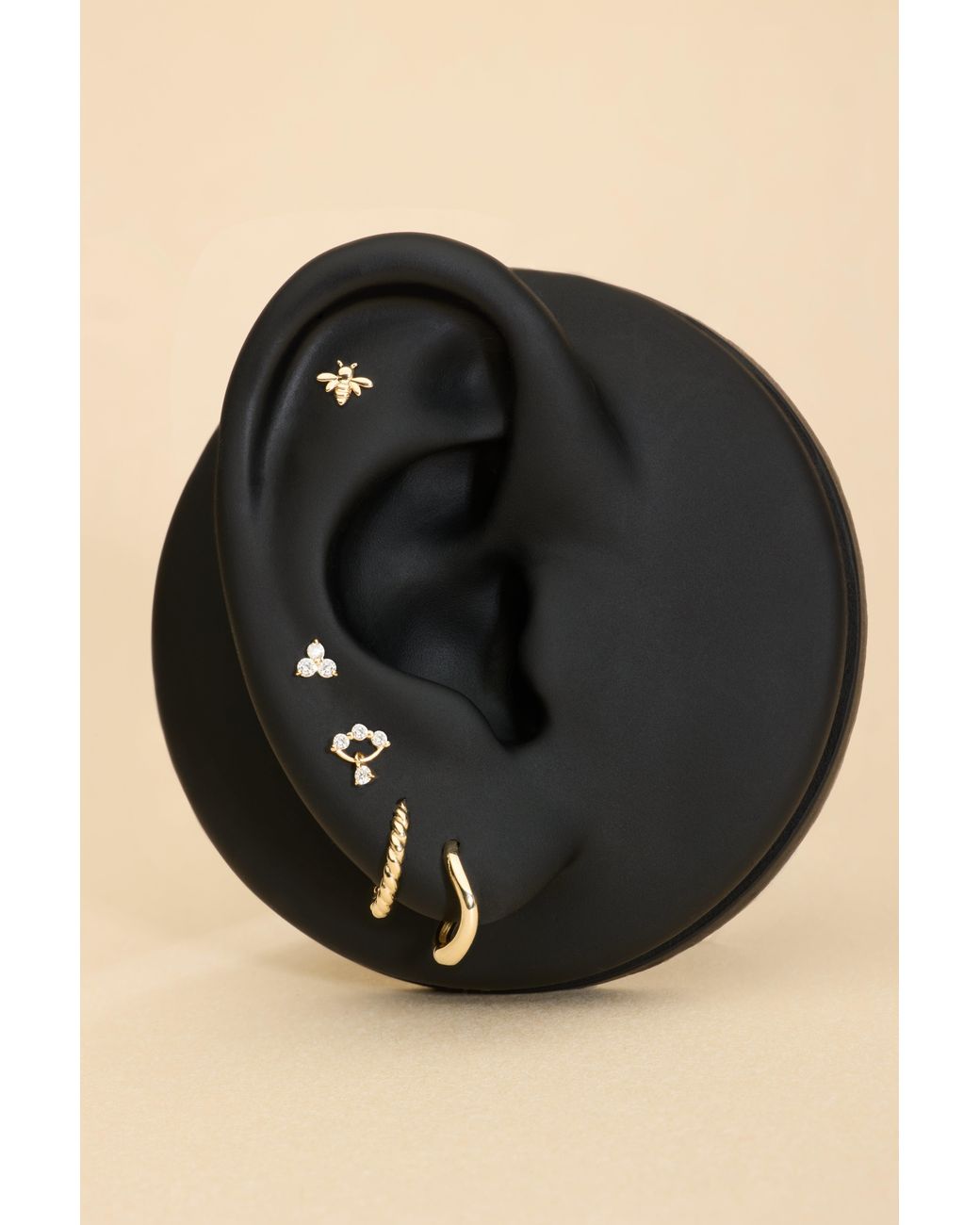 Vanhi White 14K Solid Lab-Grown Diamond Trinity Flat Back Stud