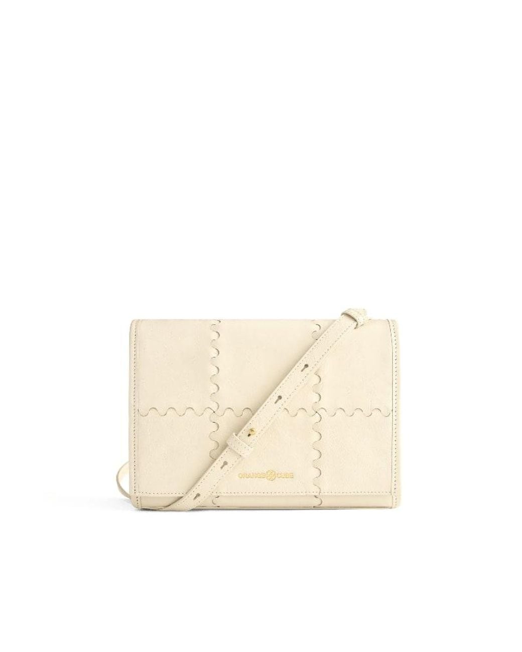 Orange Cube Natural Mosaic Crossbody Bag