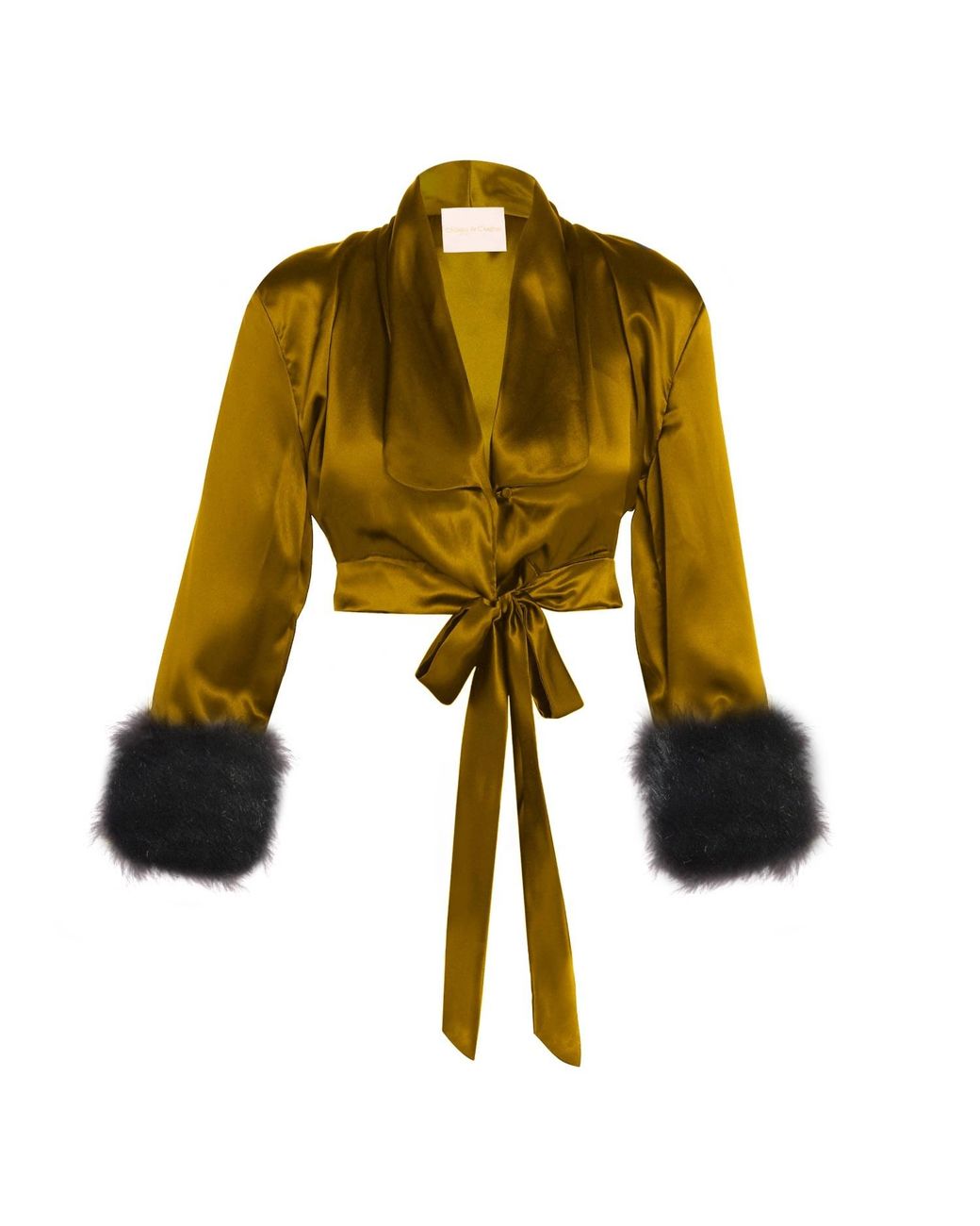 Maguy De Chadirac Yellow Silk And Faux Fur Cropped Jacket