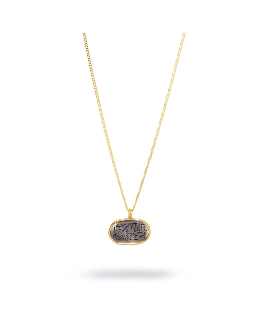 Ebru Jewelry Metallic Spiritual Egyptian Symbols Sterling & Oval Pendant Dainty Necklace