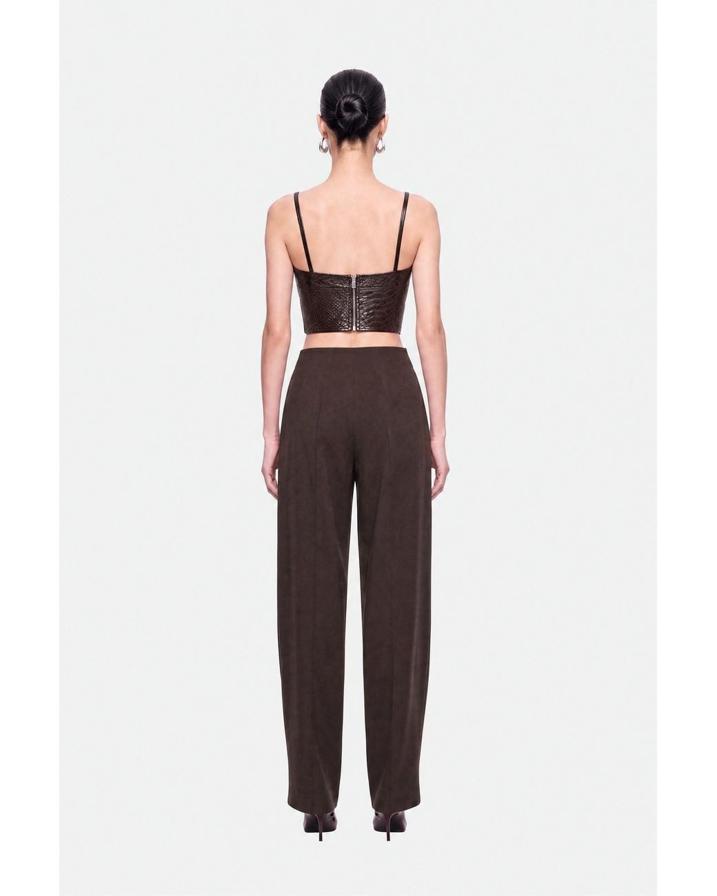 Nocturne Brown Tie Waist Wide Leg Trousers