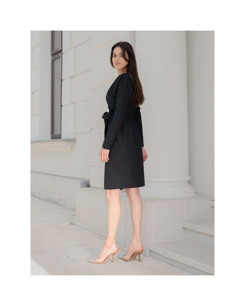 concept A trois Blue Wrap Long Sleeve Dress