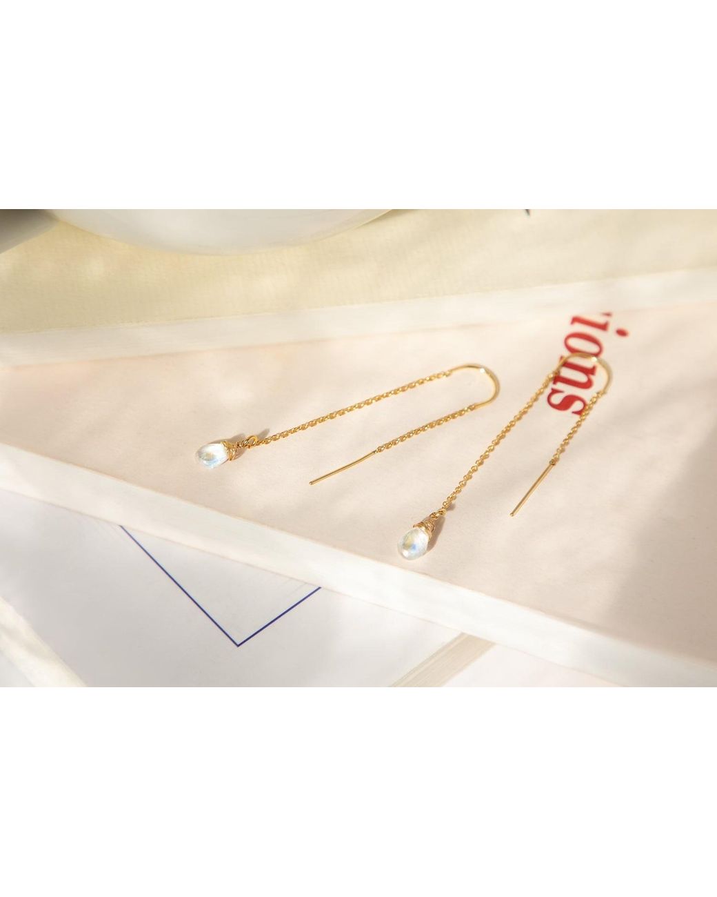 Katy Faye Metallic Neutrals Skye Moonstone Earrings