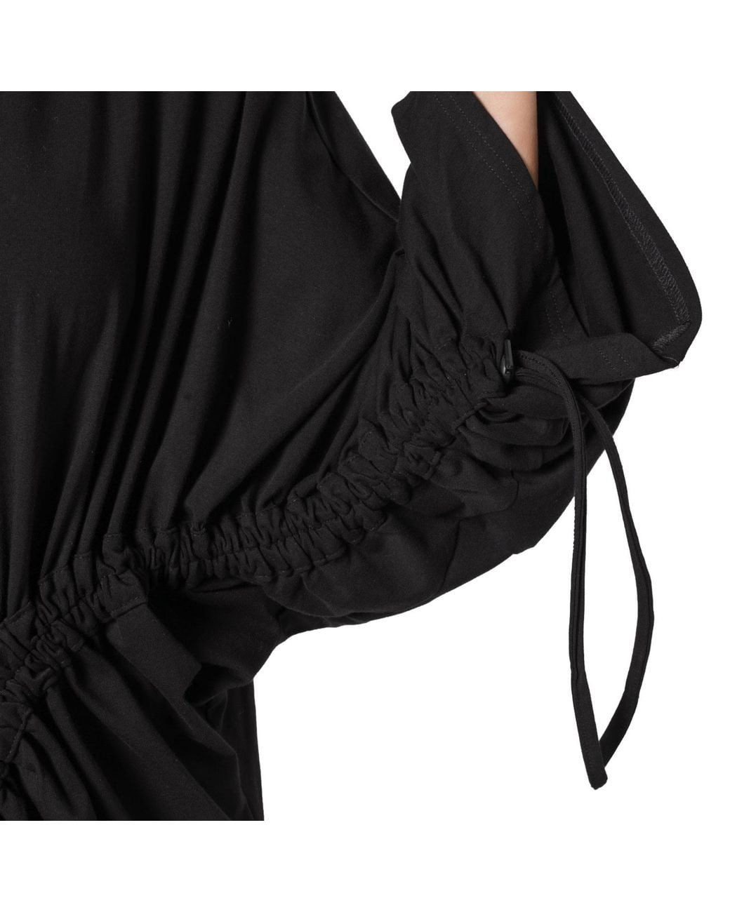 Metamorph Black Neutrals Asymmetric Cotton Tunic With Adjustable Drawstring Details