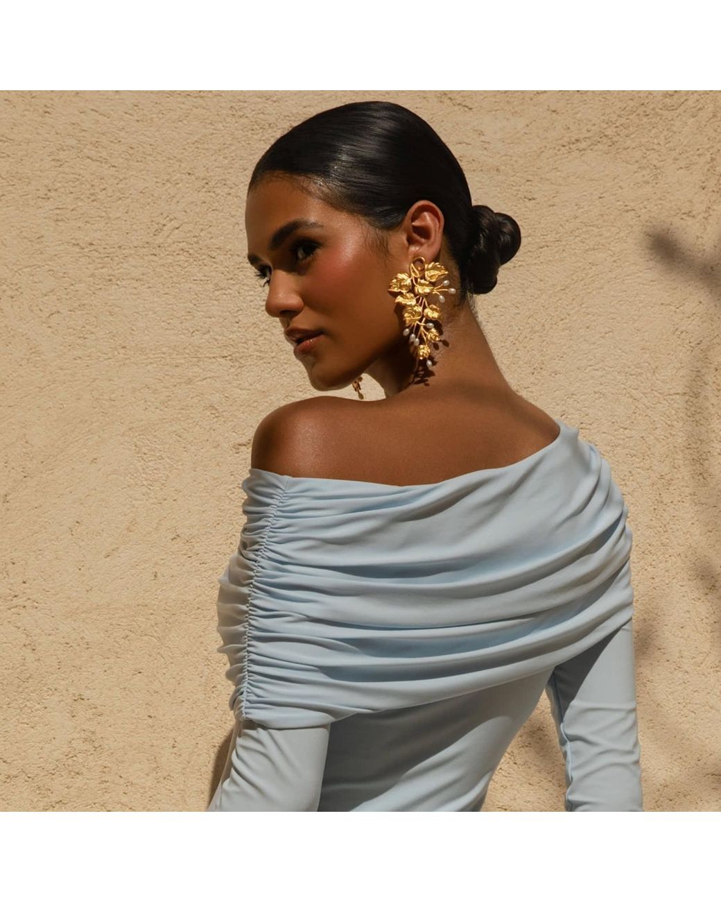 Meraki by Rashmi Bajaj Metallic Fiano De Perla Plated Dangle Earrings With Pearl Drops