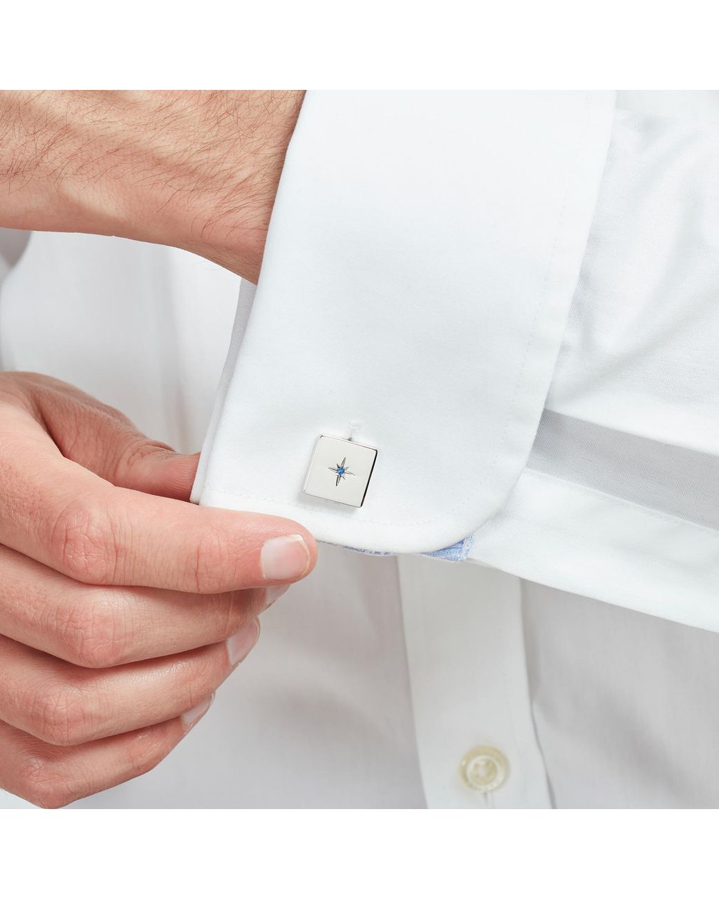Simon Carter Metallic Crystal Square Cufflink for men