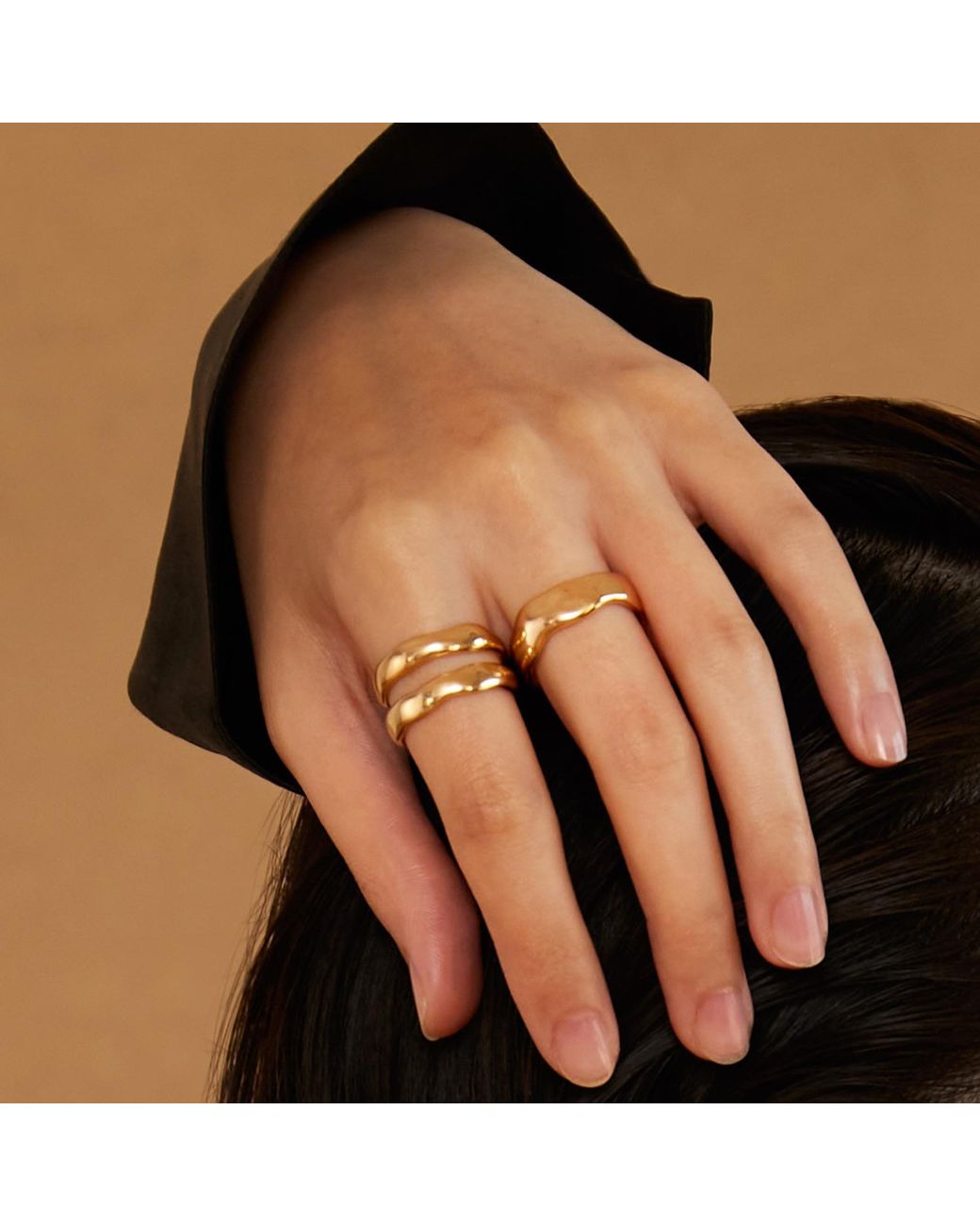 Biko Jewellery Metallic Wavi Ring Thin