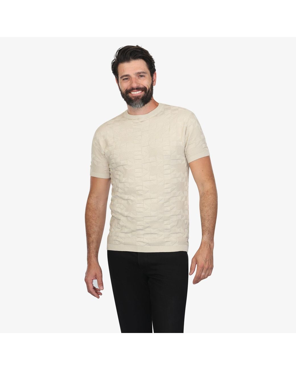 Vustra Natural Patterned Sand Knit Tee for men