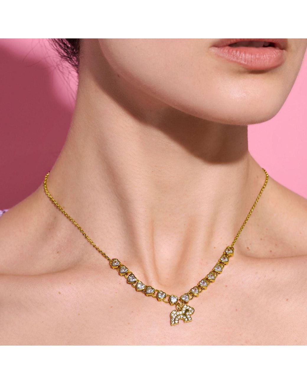 Cloud Haven Metallic Cz Heart Logo Pendant Necklace