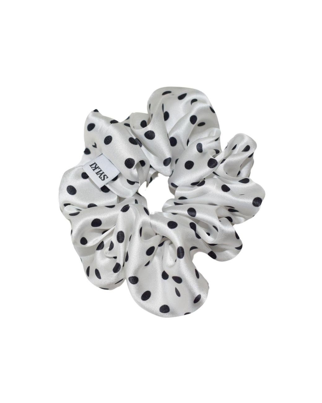 Sylk Metallic And Polka Dot Silk Scrunchie