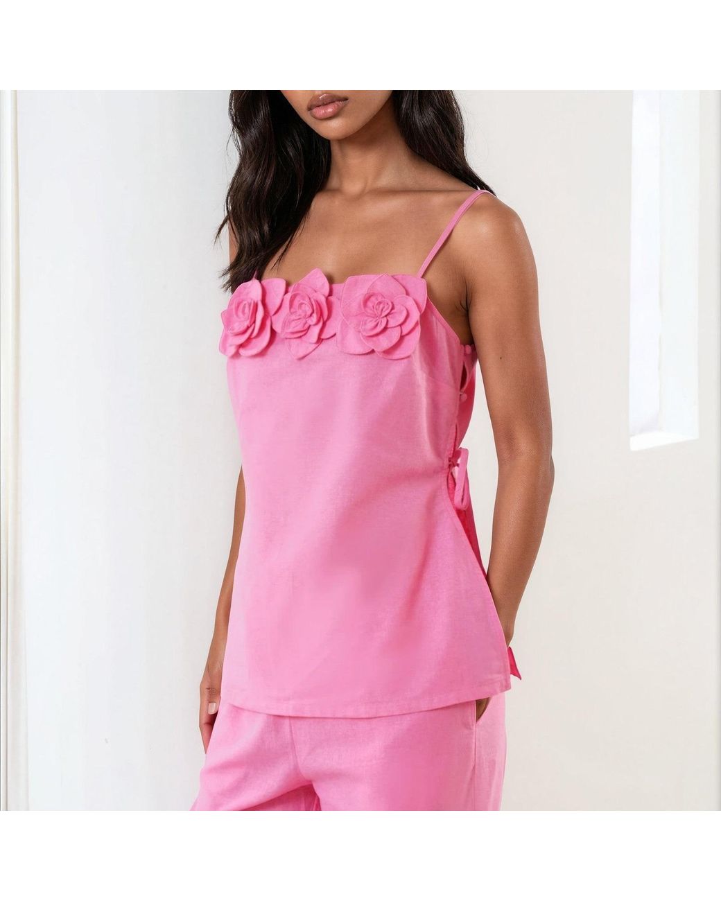 Yumi Kim Pink Flora Linen Top