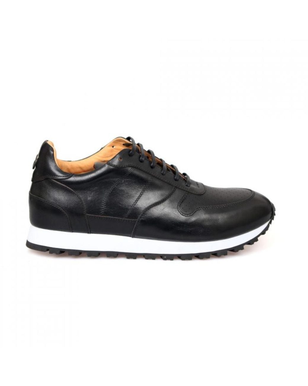 DAVID WEJ Black Leather Smart Sneakers – for men