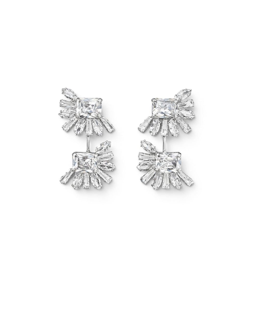Maison De Gala Metallic Tone Crystal Drop Earrings
