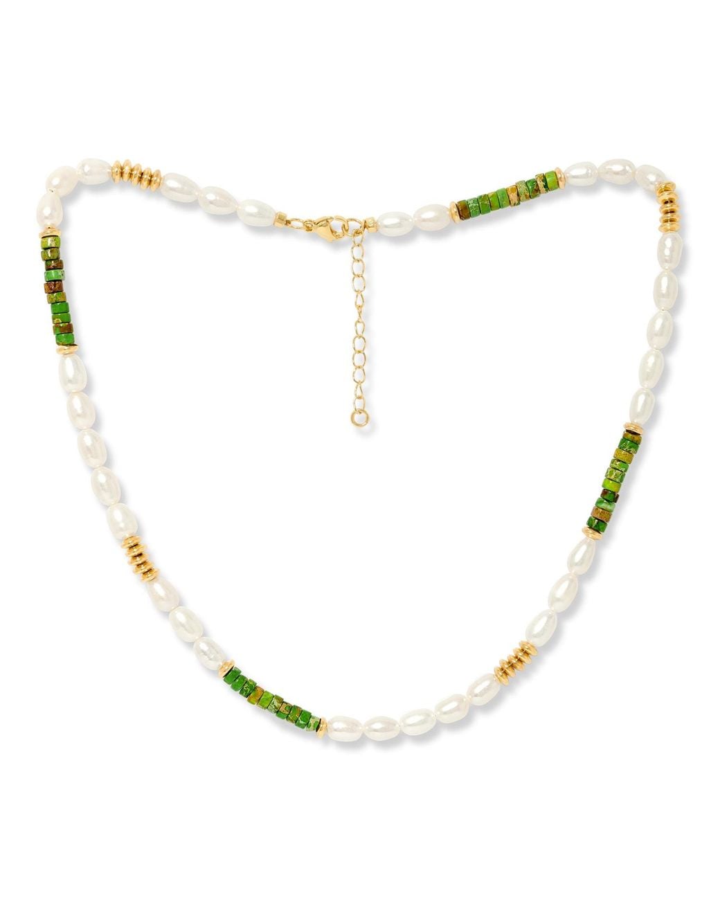 Pearls of the Orient Online Metallic Nova Oval Cultured Freshwater Pearls Necklace With Jasper & Beads