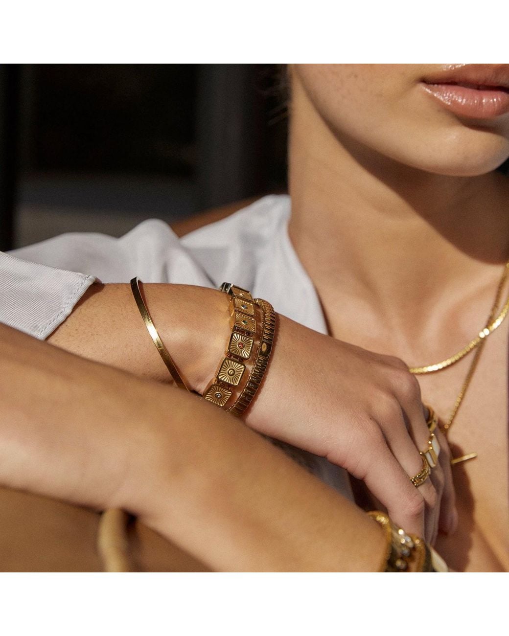 ARMS OF EVE Metallic Zircon Jasper Gold Plated Bracelet