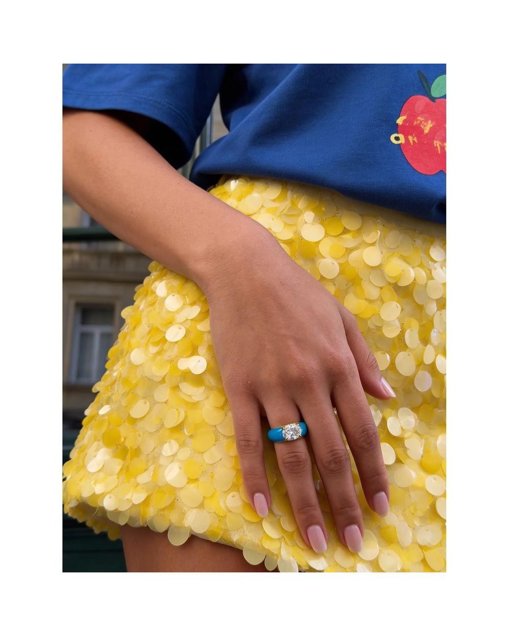 By Virgo Blue Aqua Cocktail Ring